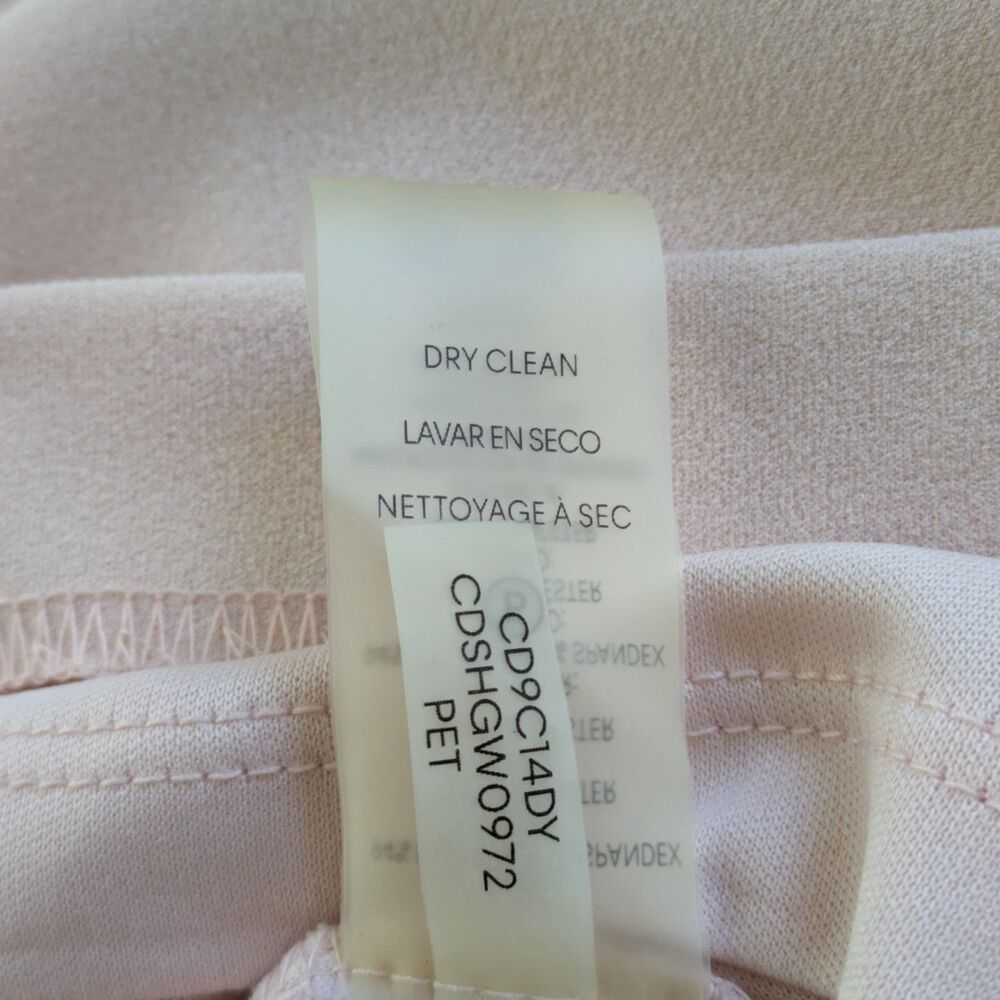 Calvin Klein Blush Pink Chiffon Bell Sleeve Sheath Dress Size 6 Button Detail - Picture 9 of 15